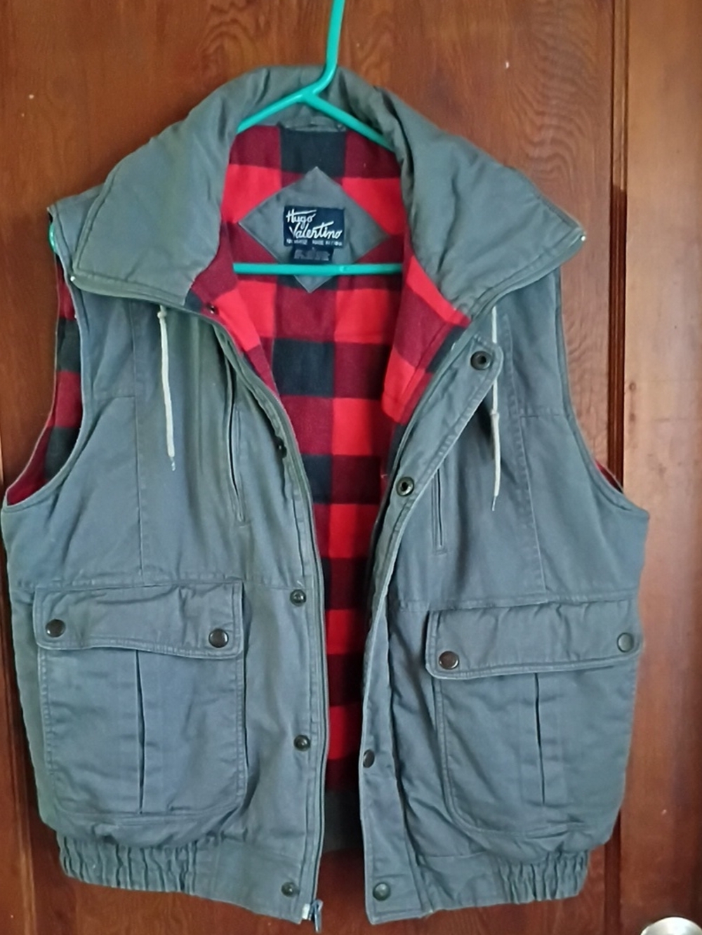 Vintage Hugo Valentino Men’s Gray Hooded Utility Vest